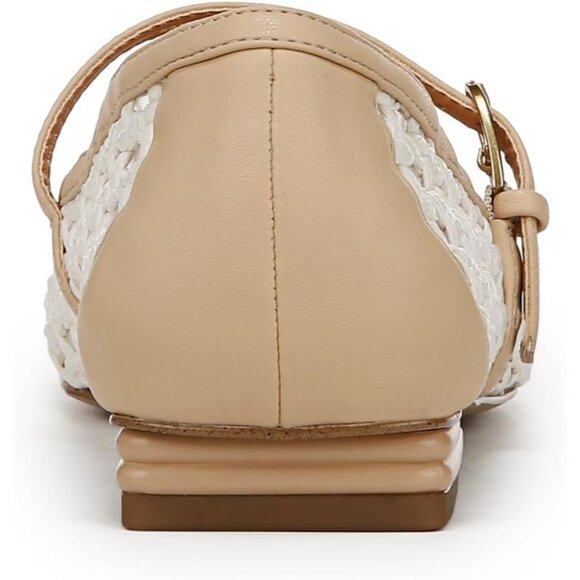 Franco Sarto Womens Ivory White Cage Faux Leather Tinsley Mary Jane Ballet Flats - Picture 3 of 9